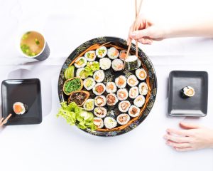 Sushi photography, flatlay.