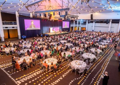 wide angle photography of great hall during an event for iwd